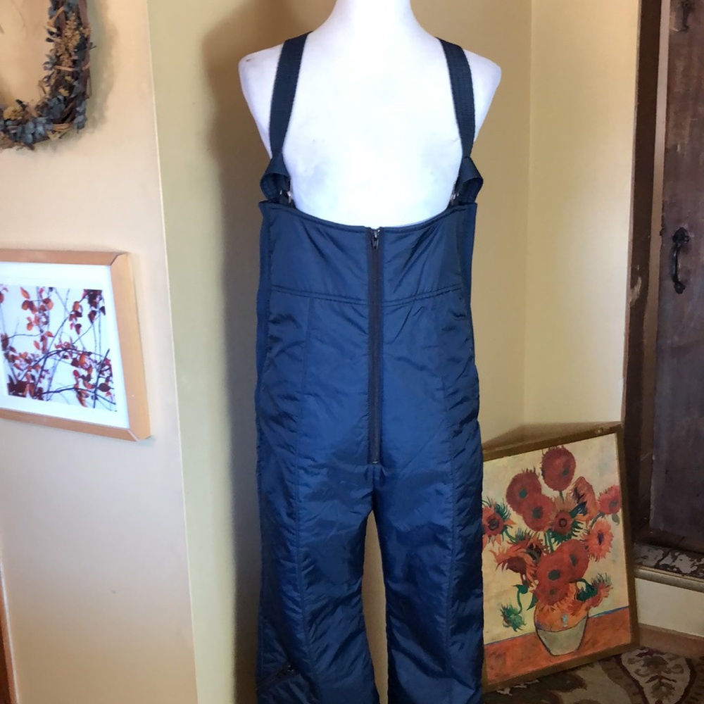 Vintage 80’s HERMAN’S Size Large 
Ski Snow Bibs Pant Overall Navy Hong Kong NEW